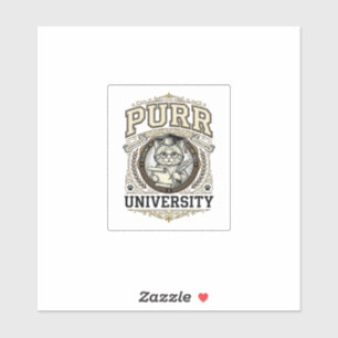 Pegatina Universidad Purr Gato Academia Universitaria Falsa