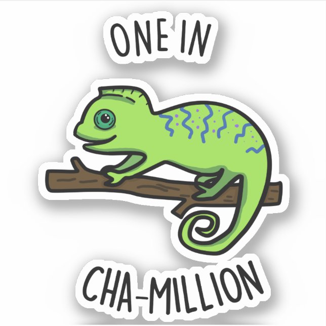 Pegatina Uno en Cha-Million Gracioso Chameleon Pun (Anverso)