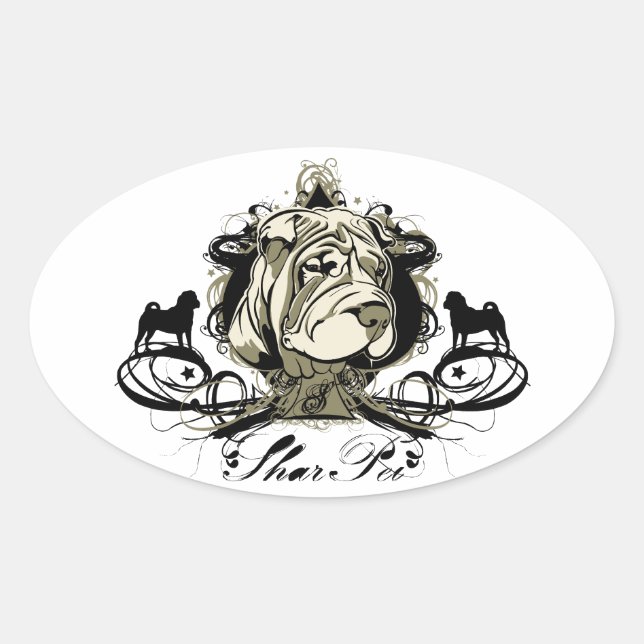 Pegatina Urban Flourish Shar Pei (Anverso)
