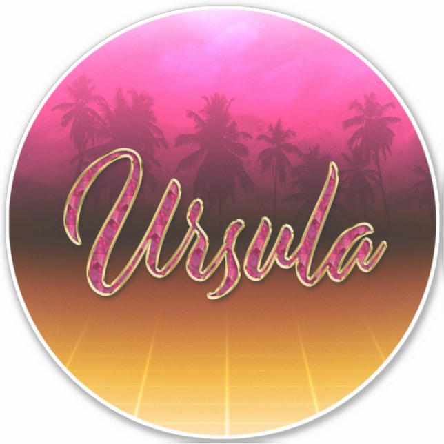 Pegatina Ursula Vorname Name golden pink Aufkleber Sticker (Anverso)