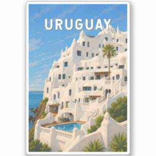 Pegatina Uruguay Casapueblo Ilustración Arte de Viaje Vinta