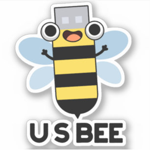 Pegatina US Bee Funny USB Technical Pun