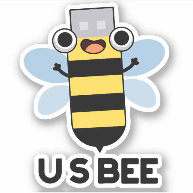 Pegatina US Bee Funny USB Technical Pun (Anverso)