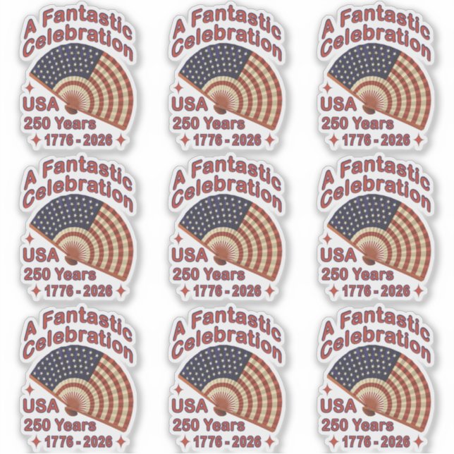 Pegatina USA 250 Years Patriotic Fan Design – 1776-2026  (Anverso)