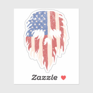 Pegatina USA Flag Skull Beard | Distressed Patriotic Design