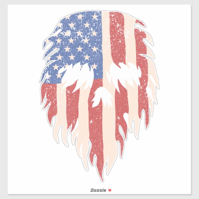 Pegatina USA Flag Skull Beard | Distressed Patriotic Design (Hoja)