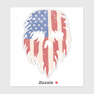 Pegatina USA Flag Skull Beard | Distressed Patriotic Design