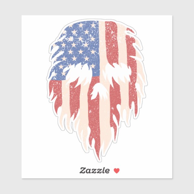 Pegatina USA Flag Skull Beard | Distressed Patriotic Design (Hoja)
