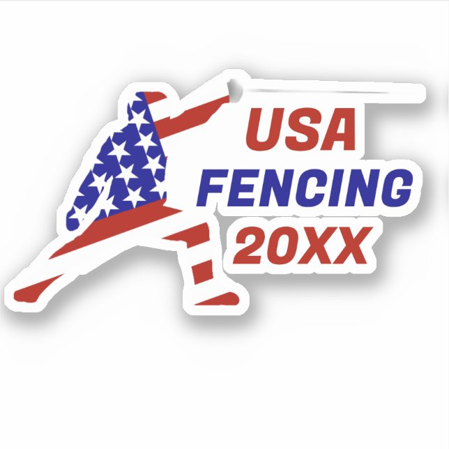 Pegatina USA Patriotic Fencing En Garde Sports (Anverso)