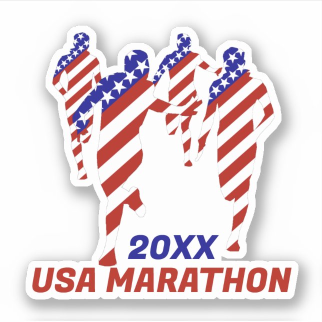 Pegatina USA Patriotic MARATHON / RELAY RUN (Anverso)