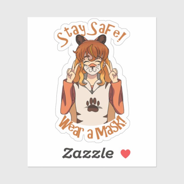 Pegatina ¡Usa una máscara! (Hoja)