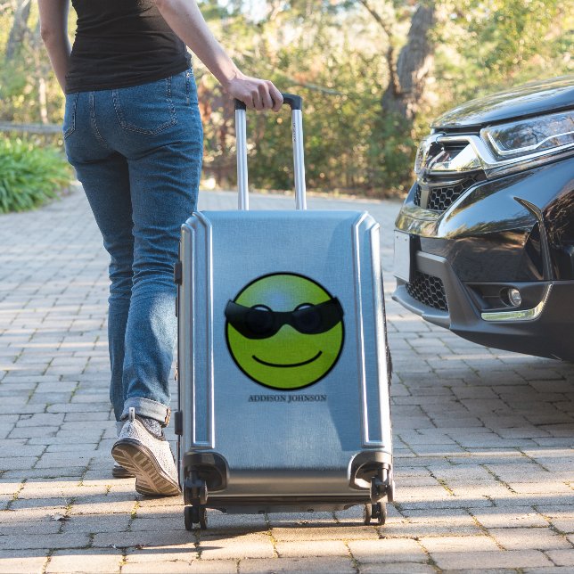 Pegatina Usando sombras Emoji divertida cara amarilla Añadi (Maleta Insitu)
