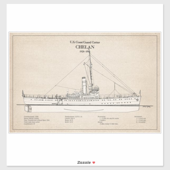Pegatina USCGC Chelan - SBD (Hoja)