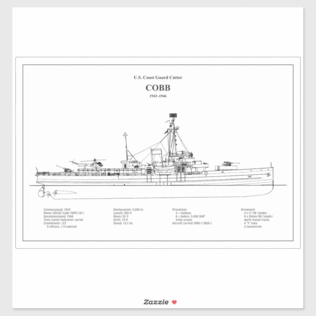 Pegatina USCGC Cobb wpg-181 - BD (Hoja)
