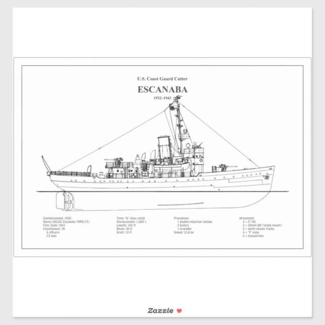 Pegatina USCGC Escanaba wpc-77 - BD (Hoja)