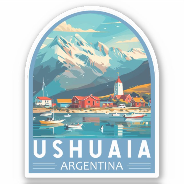Pegatina Ushuaia Argentina Viaje de arte (Anverso)
