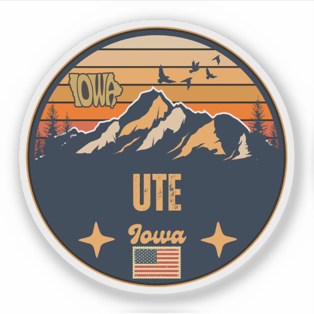 Pegatina Ute, Iowa (Anverso)