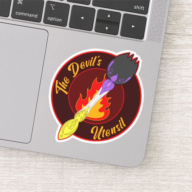 Pegatina Utensil del diablo - Doodle satánico no binario (Detalle)