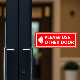Pegatina Utilice Otro Rótulo De Puerta Con Flecha Roja