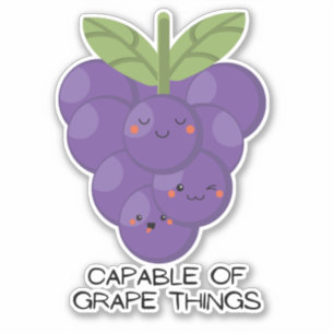 Pegatina Uvas divertidas de maíz de fruta kawaii para portá
