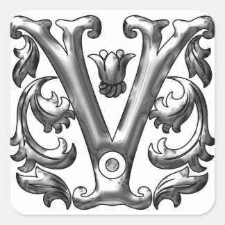 Pegatina V inicial en plata