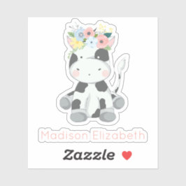Pegatina Vaca Bebé Con Nombre Personalizado De Nursera De C