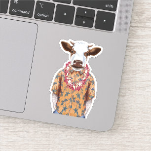 Pegatina Vaca de la camisa hawaiana