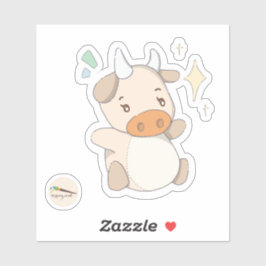 Pegatina Vaca estrella de garabato Kawaii