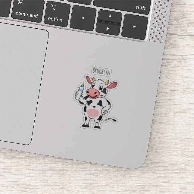 Pegatina Vaca feliz con personalizado de biberón (Detalle)
