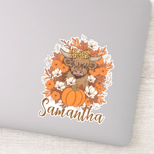 Pegatina Vaca Highland Halloween Otoño Personalizado 