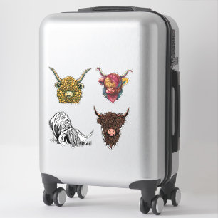 Pegatina Vaca Highland - Vacas salvajes y Wooley