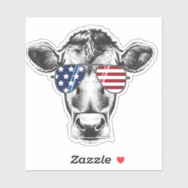 Pegatina Vaca hipster estadounidense