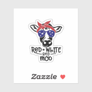 Pegatina Vaca patriótica roja y moro 4 de julio