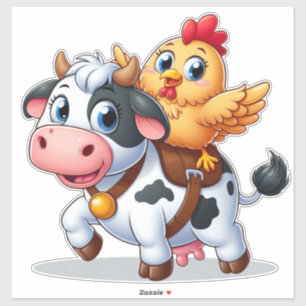 Pegatina vaca/pollo personalizado lindo