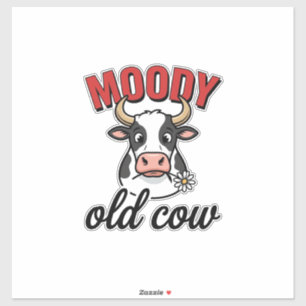 Pegatina Vaca vieja malhumorada Diseño de camiseta de vaca