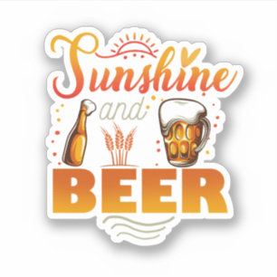 Pegatina Vacaciones De Verano De Sunshine And Beer Funny Be