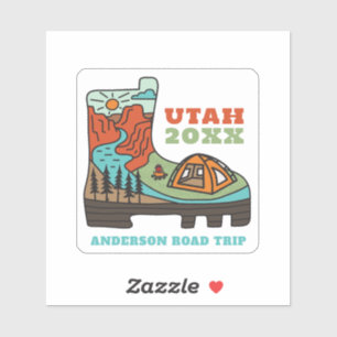 Pegatina Vacaciones familiares en Utah, viaje por carretera