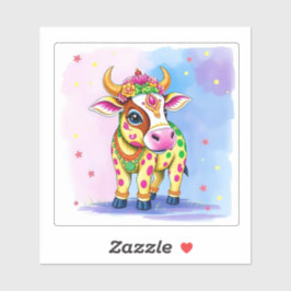 Pegatina Vacas sagradas disfrazadas de fiesta para Diwali