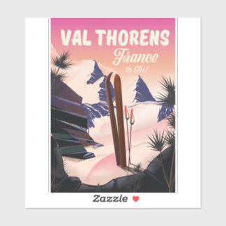 Pegatina Val Thorens, poster de esquí de Francia