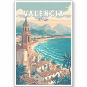 Pegatina Valencia España Ilustracion Viaje de arte