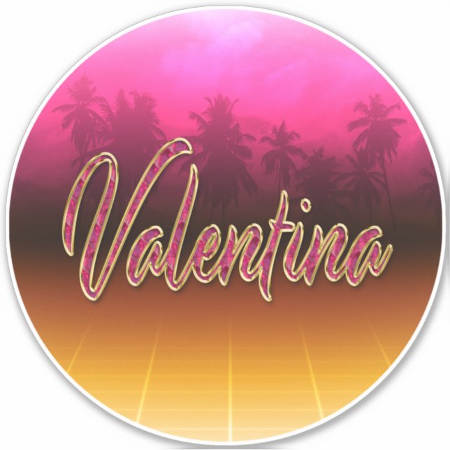 Pegatina Valentina Vorname Name pink Aufkleber Sticker (Anverso)