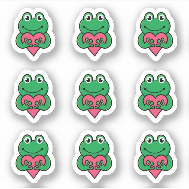 Pegatina Valentine Frog love (Anverso)