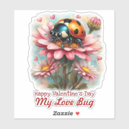 Pegatina  Valentine Love Bug on Blossoms Rose