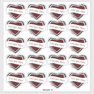 Pegatina Valentine personalizado 20 plaid heart