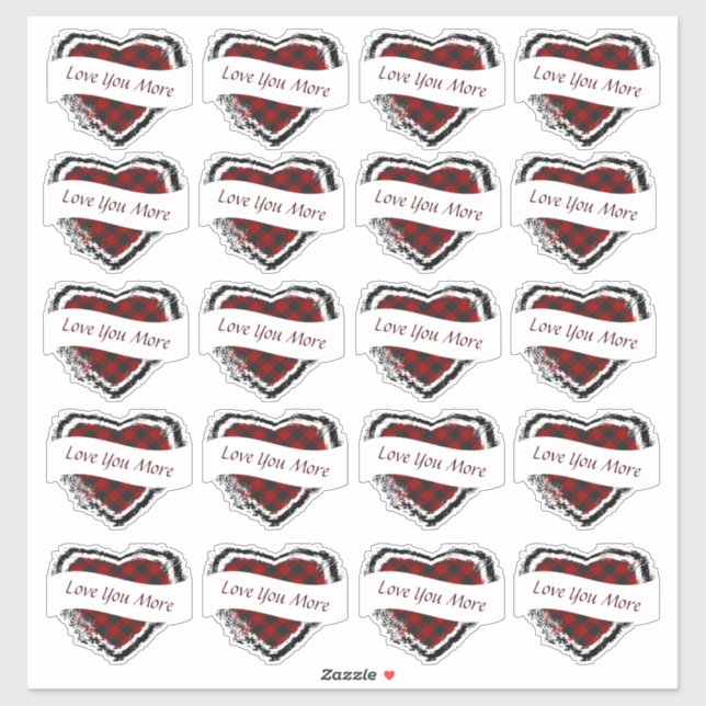 Pegatina Valentine personalizado 20 plaid heart (Hoja)