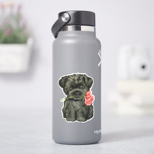 Pegatina Valentine Rosa Affenpinscher Vinyl