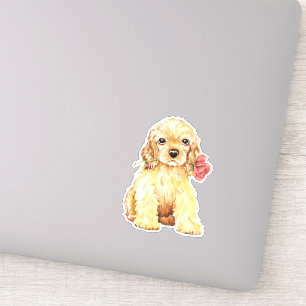 Pegatina Valentine Rosa Cocker Spaniel Vinyl