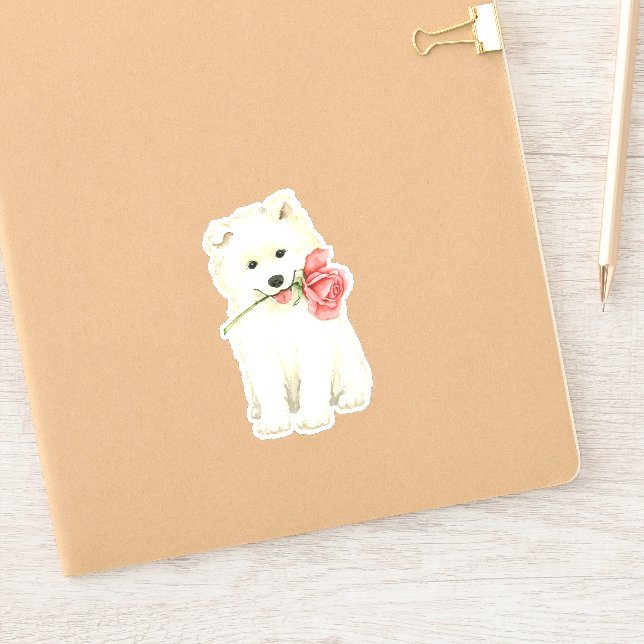 Pegatina Valentine Rosa Samoyed Vinyl (Cuaderno)