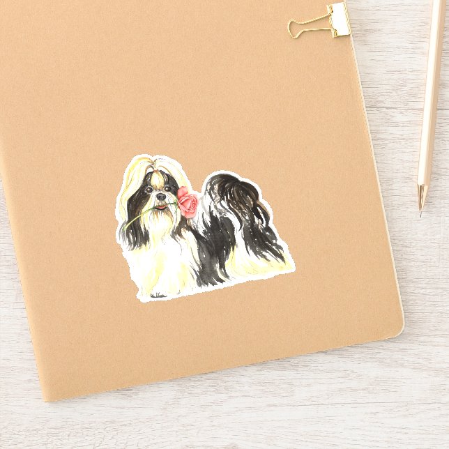 Pegatina Valentine Rosa Shih Tzu Vinyl (Cuaderno)