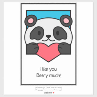 Pegatina Valentines Day Card Friends Panda Heart